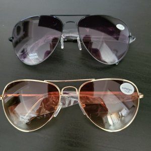 NWT 2 aviator pairs womens sunglass 1.25 readers